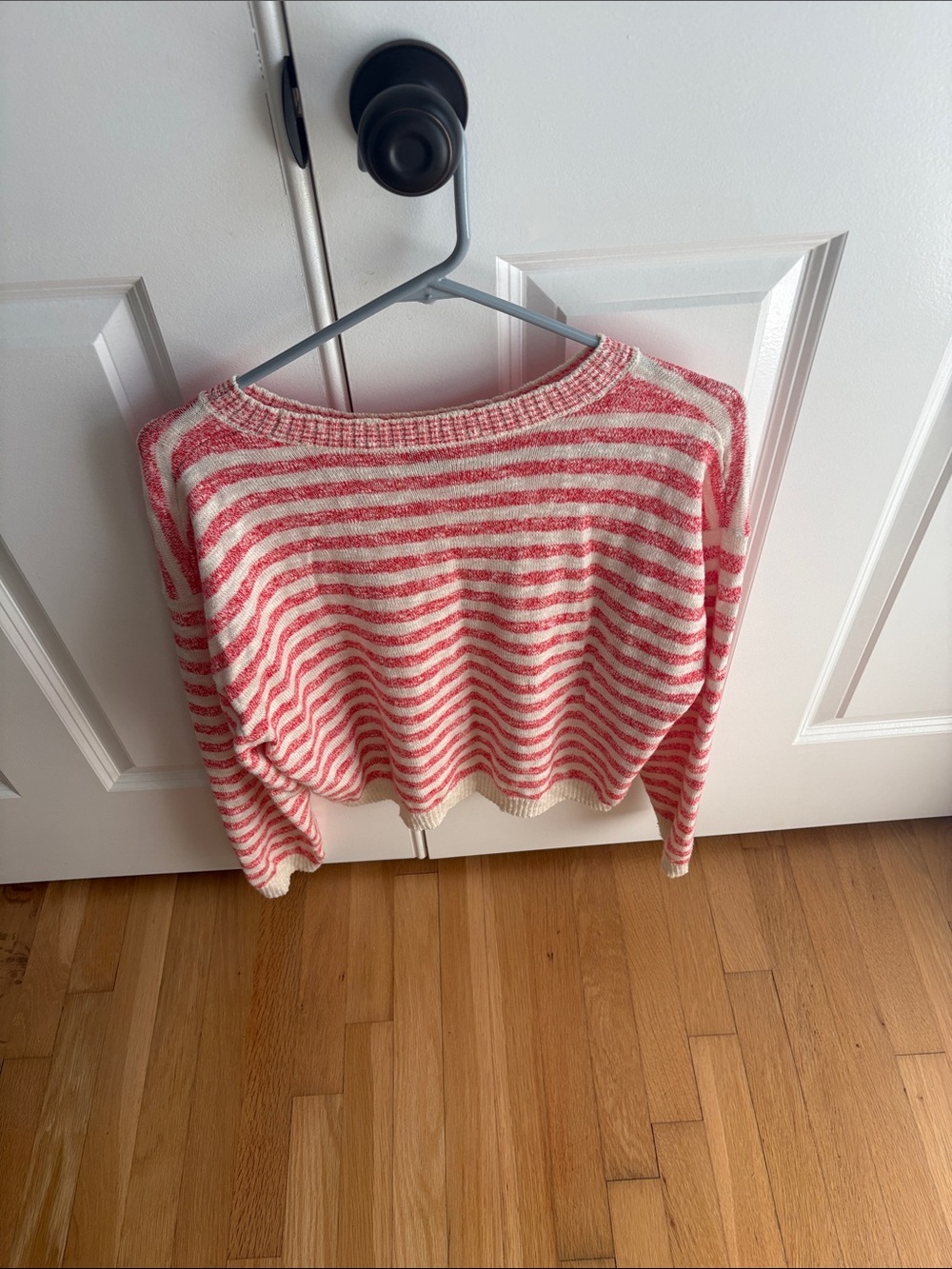 J. Crew red/orange and Cream Striped Scoopneck Sweater